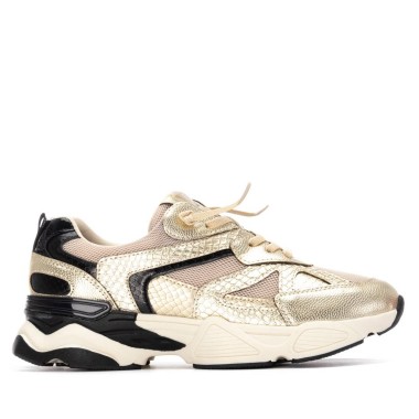Zapatilla de mujer XTI oro 144653 | Troen Tenerife